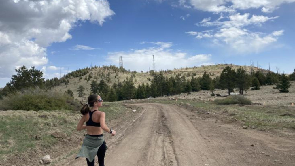 Athlete running nature path trails